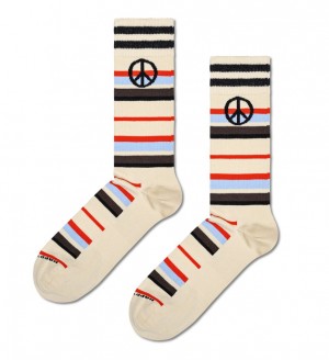 Happy Socks Peace Stripe Sneaker Socken Unisex Beige | Schweiz 74562YCPE