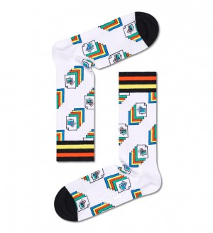 Happy Socks Photos Thin Crew Socken Unisex Weiß | Schweiz 36549COWX