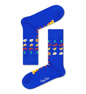 Happy Socks Pizza Invaders Socken Unisex Blau | Schweiz 80163RTMB