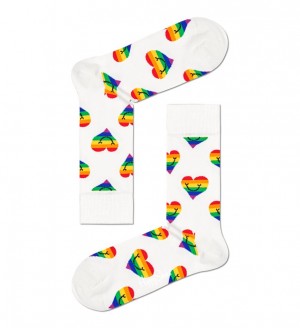 Happy Socks Pride Heart Socken Unisex Weiß | Schweiz 28597EADI