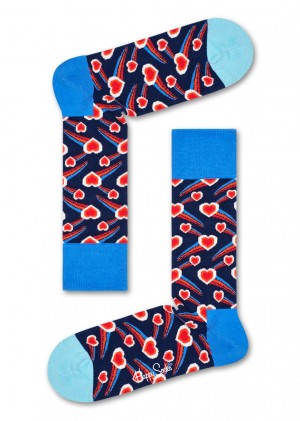 Happy Socks Shooting Heart Socken Unisex Navy | Schweiz 24307WMKN