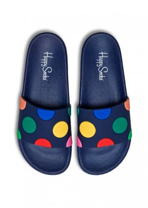 Happy Socks Slider Dot Pantoletten Unisex Navy | Schweiz 69834OXRY