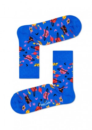 Happy Socks Space Cat 1/2 Crew Socken Unisex Blau | Schweiz 90618UDCZ