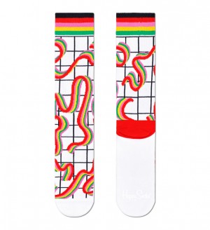 Happy Socks Squiggly Rainbow Crew Socken Unisex Weiß | Schweiz 14869CYVW