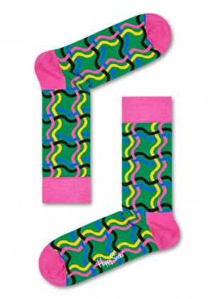 Happy Socks Squiggly Socken Unisex Grün | Schweiz 07192FBCJ