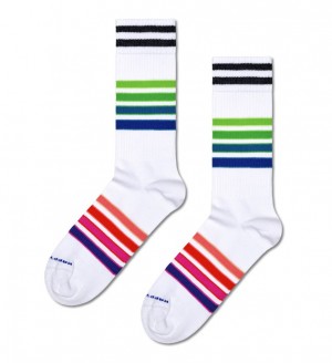 Happy Socks Street Stripe Sneaker Socken Unisex Weiß | Schweiz 20615IWJR