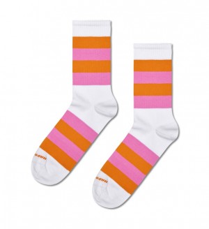 Happy Socks Stripe It 3/4 Crew Socken Unisex Weiß | Schweiz 74250SGIP