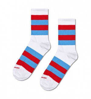 Happy Socks Stripe It 3/4 Crew Socken Unisex Weiß | Schweiz 02156OZWU