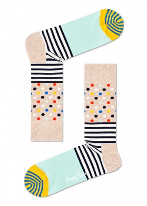 Happy Socks Stripes & Dots Socken Unisex Beige | Schweiz 19532CZBQ