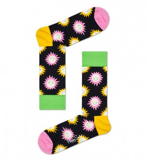 Happy Socks Sunny Smile Socken Unisex Schwarz | Schweiz 90132MEKX