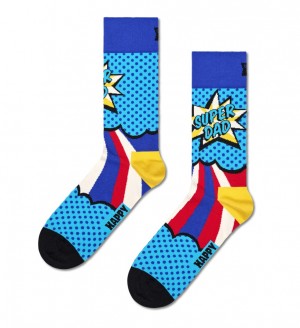 Happy Socks Super Dad Socken Unisex Blau | Schweiz 30681MNOG