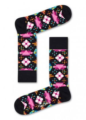 Happy Socks Temple Blossom Socken Unisex Schwarz | Schweiz 90621NEMY