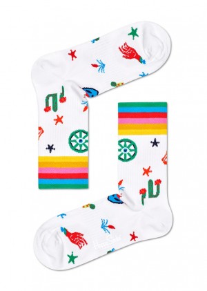 Happy Socks Turn Countryside 3/4 Crew Socken Unisex Weiß | Schweiz 41698KYNG