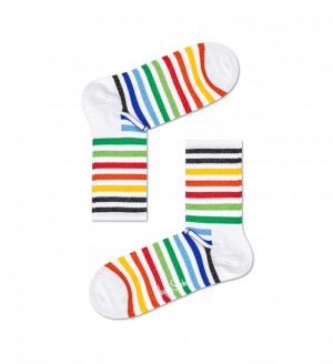 Happy Socks Turn Gestreift 3/4 Crew Socken Unisex Weiß | Schweiz 78621IMAY