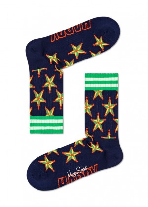 Happy Socks Turn Sheriff Star 3/4 Crew Socken Unisex Blau | Schweiz 27394OPIN