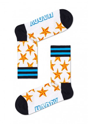 Happy Socks Turn Sheriff Star 3/4 Crew Socken Unisex Weiß | Schweiz 73624DMWG