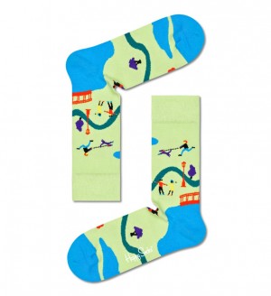 Happy Socks Walk In The Park Socken Unisex Hellgrün | Schweiz 20368ESCU