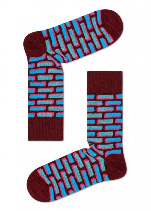 Happy Socks Wolle Brick Socken Unisex Dunkelrot | Schweiz 40763SJUY