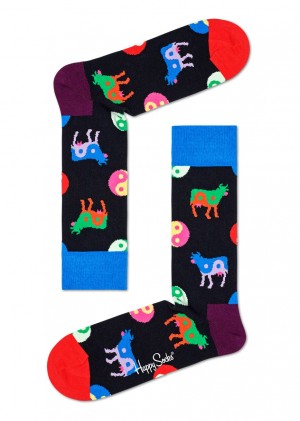 Happy Socks Yin Yang Cow Socken Unisex Schwarz | Schweiz 47213ASZE