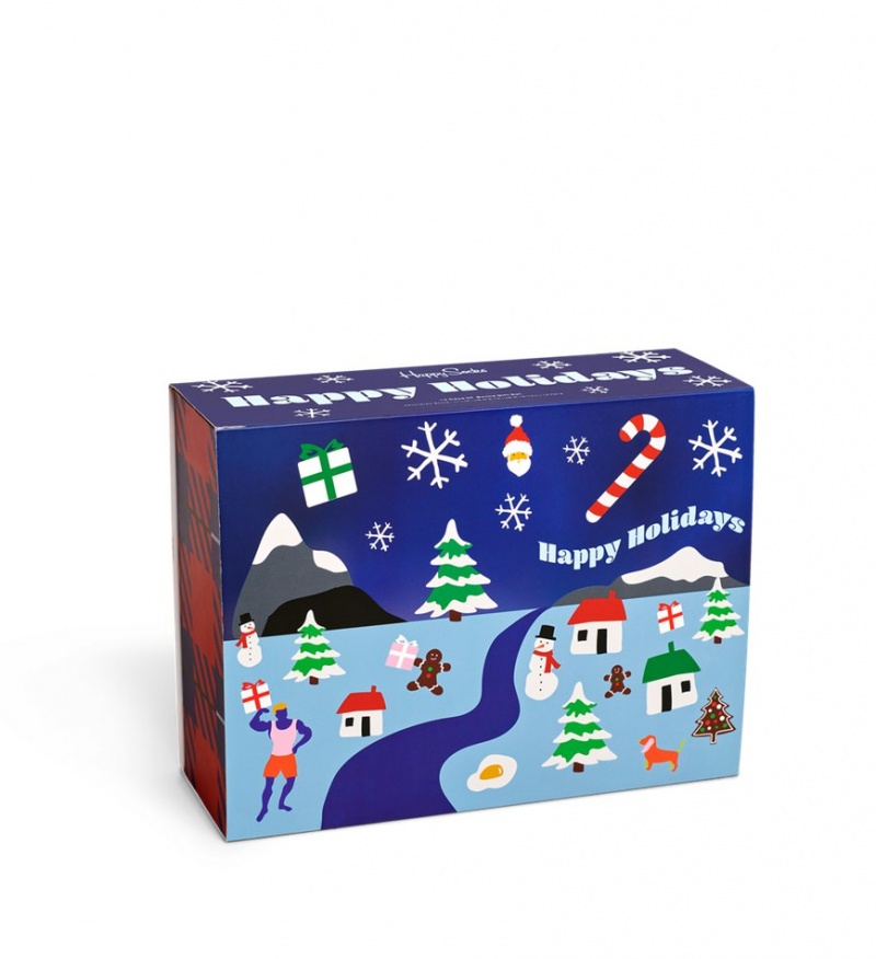 Happy Socks 12-Pack 12 Days Of Christmas Socks Gift Set Unisex Navy | Schweiz 96720ZKRD