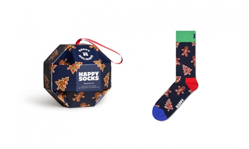 Happy Socks 1-Pack Gingerbread Cookies Socks Gift Set Unisex Navy | Schweiz 73012LDFV