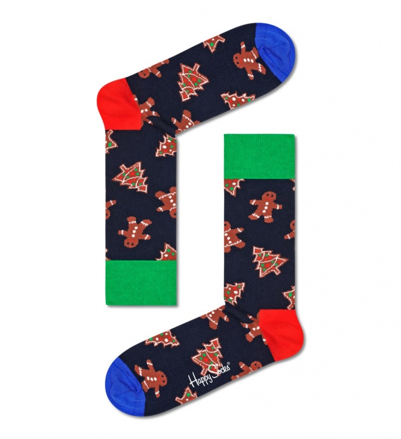 Happy Socks 1-Pack Gingerbread Cookies Socks Gift Set Unisex Navy | Schweiz 17053VGZC