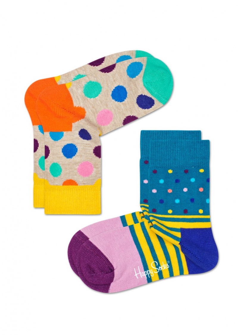 Happy Socks 2-Pack Big Dot Socken Kinder Dunkelgelb | Schweiz 28639WORM