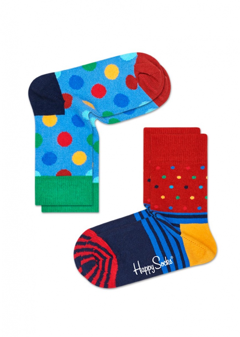 Happy Socks 2-Pack Big Dot Socken Kinder Blau | Schweiz 12873WBMG