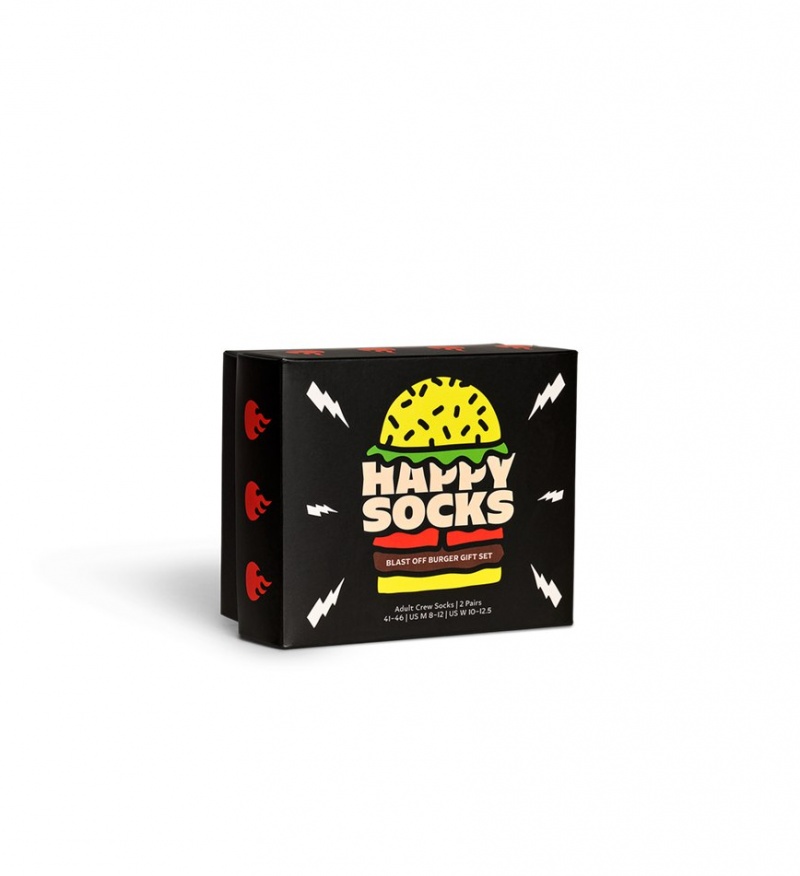 Happy Socks 2-Pack Blast Off Burger Socks Gift Set Unisex Schwarz | Schweiz 45876HELF