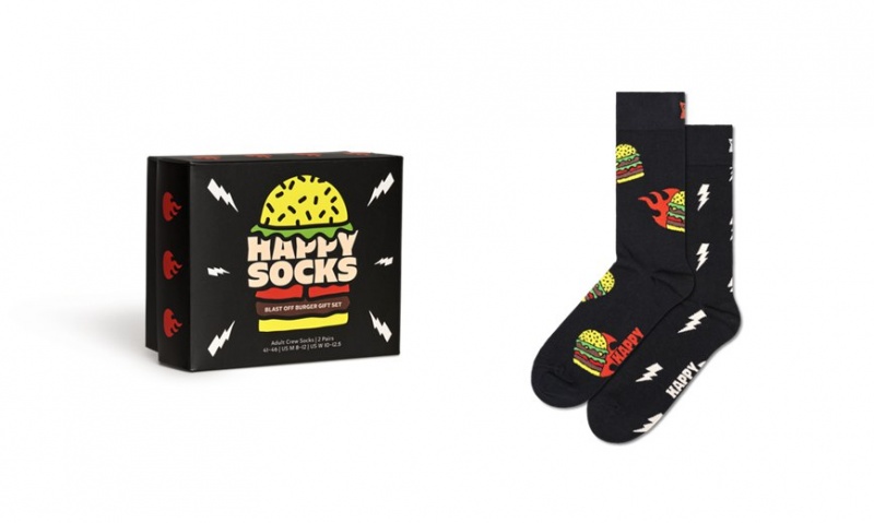 Happy Socks 2-Pack Blast Off Burger Socks Gift Set Unisex Schwarz | Schweiz 45876HELF