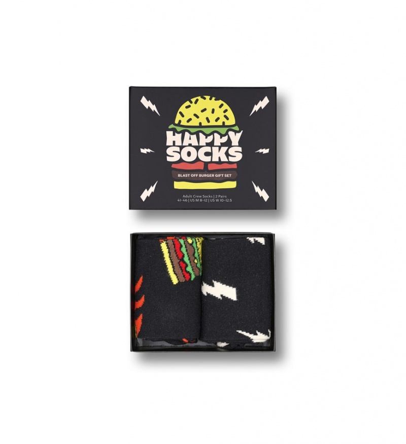 Happy Socks 2-Pack Blast Off Burger Socks Gift Set Unisex Schwarz | Schweiz 45876HELF