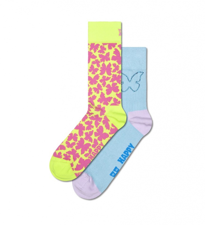 Happy Socks 2-Pack Butterfly And Blue Socks Gift Set Unisex Gelb | Schweiz 54309XDZY