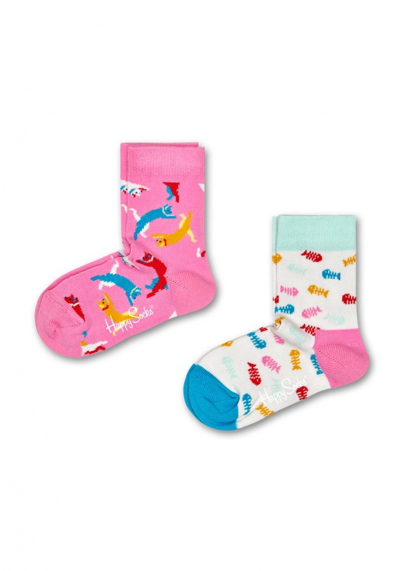 Happy Socks 2-Pack Cat Socken Kinder Rosa | Schweiz 70956QMSG