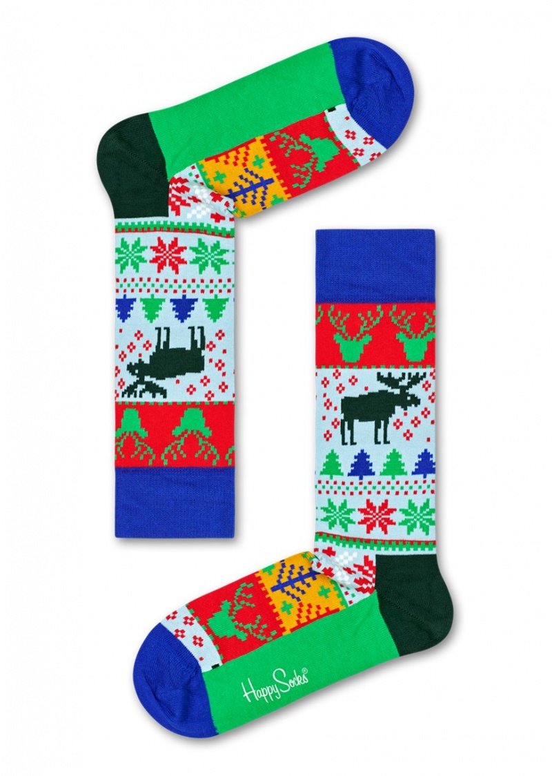 Happy Socks 2-Pack Fair Isle Socks Gift Set Unisex Hellblau | Schweiz 48615EKLB