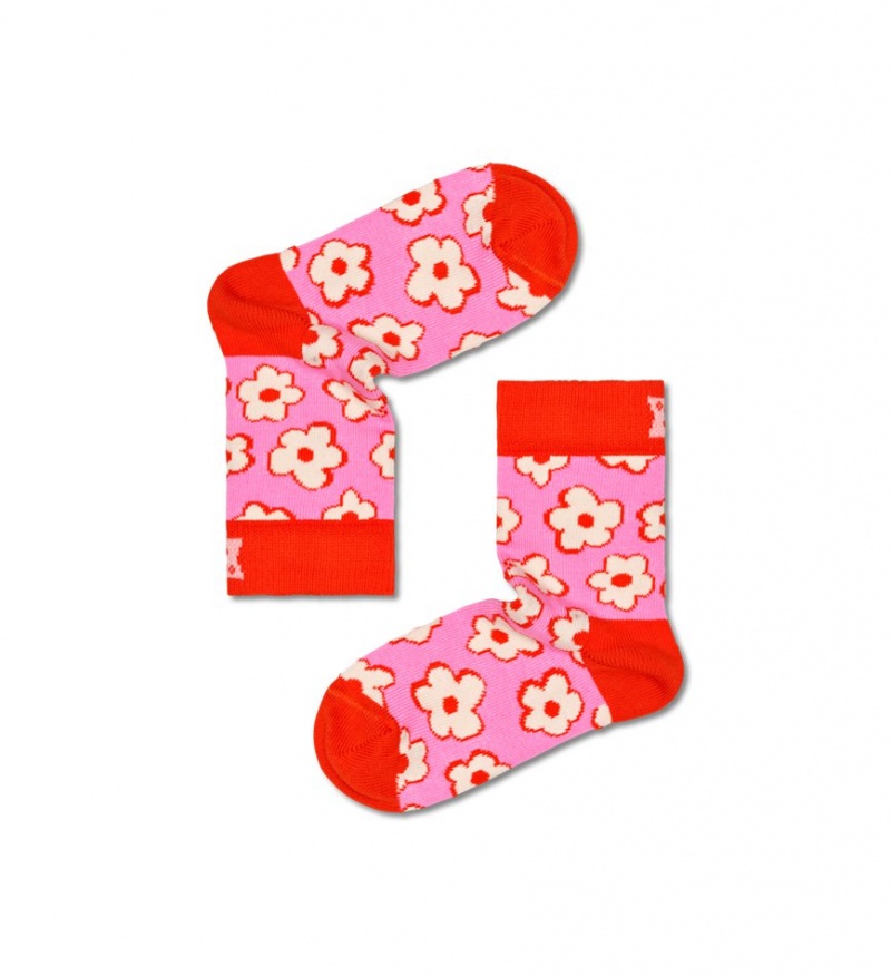 Happy Socks 2-Pack Flowers Socken Kinder Rosa | Schweiz 29175IJQV