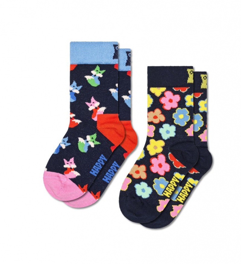 Happy Socks 2-Pack Fox & Flower Socken Kinder Navy | Schweiz 58276ANXW