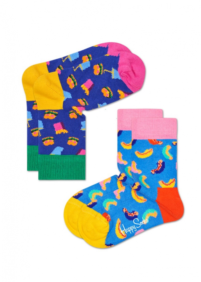 Happy Socks 2-Pack Hamburger Socken Kinder Türkis | Schweiz 01738DLXC