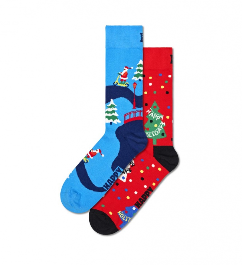 Happy Socks 2-Pack Happy Holidays Socks Gift Set Unisex Hellblau | Schweiz 54236ZOXY