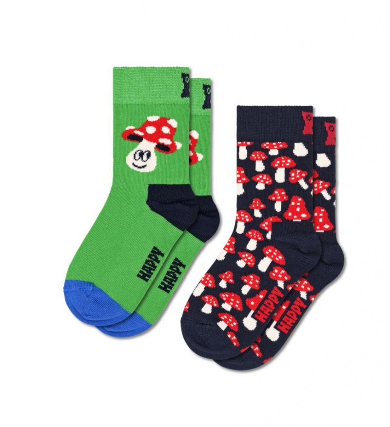 Happy Socks 2-Pack Happy Mushroom Socken Kinder Grün | Schweiz 39127RKNU