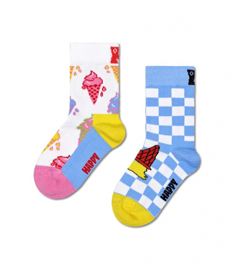 Happy Socks 2-Pack Ice Cream Socken Kinder Weiß | Schweiz 01976EVDO