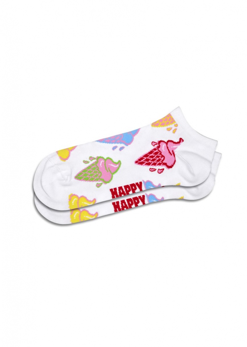 Happy Socks 2-Pack Ice Cream & Stripe Low Socken Unisex Weiß | Schweiz 76905QXJH