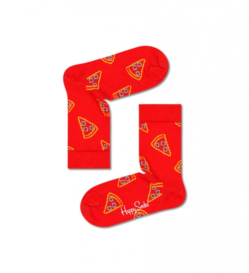 Happy Socks 2-Pack Mini & Me Pizza Socks Gift Set Kinder Rot | Schweiz 82506WFAD