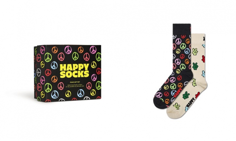 Happy Socks 2-Pack Peace Socks Gift Set Unisex Schwarz | Schweiz 75231ESZF