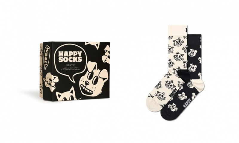 Happy Socks 2-Pack Pets Socks Gift Set Unisex Schwarz | Schweiz 91025ETXP