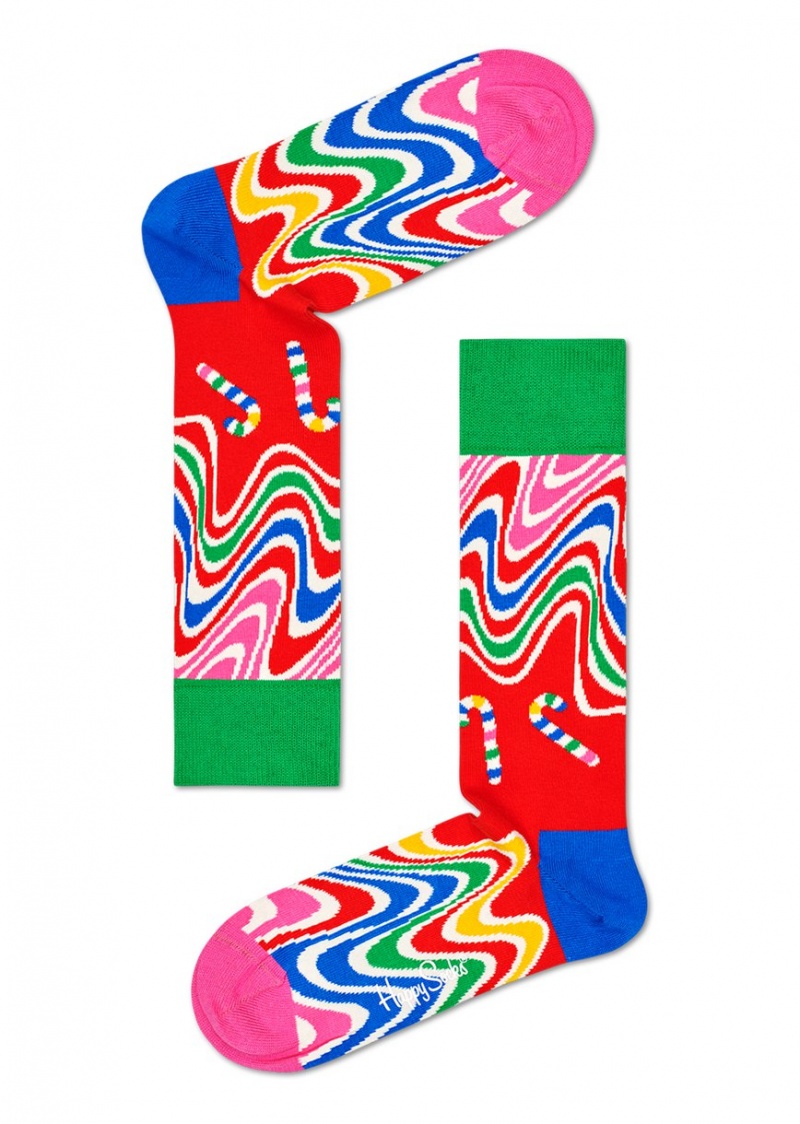 Happy Socks 2-Pack Psychedelic Candy Cane Socks Gift Set Unisex Hellrot | Schweiz 24073FZME