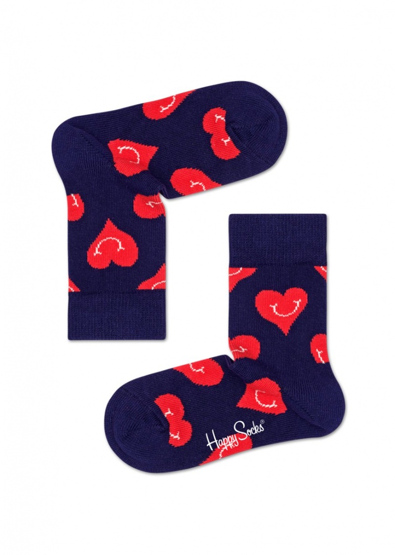 Happy Socks 2-Pack Smiling Heart Socken Kinder Navy | Schweiz 05893TRQF