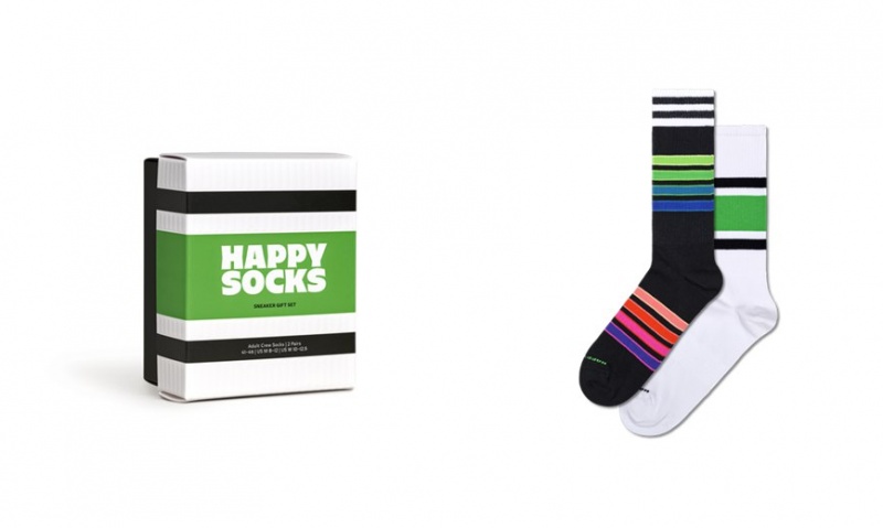 Happy Socks 2-Pack Stripe Sneaker Socks Gift Set Unisex Schwarz | Schweiz 42536KIYJ