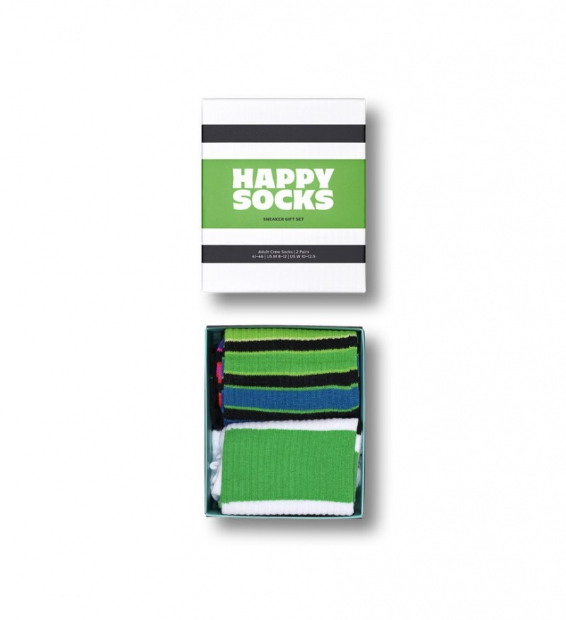 Happy Socks 2-Pack Stripe Sneaker Socks Gift Set Unisex Schwarz | Schweiz 42536KIYJ