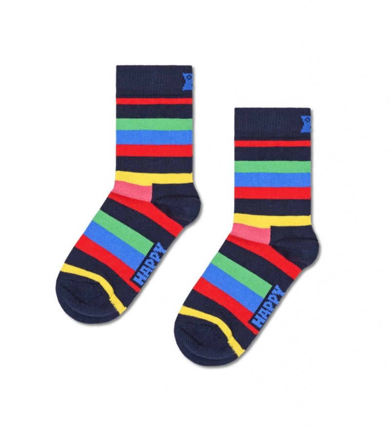 Happy Socks 2-Pack Stripe Socken Kinder Navy | Schweiz 82541BIYQ