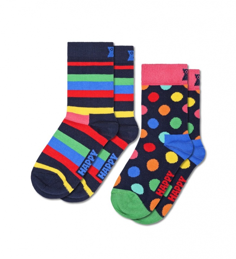 Happy Socks 2-Pack Stripe Socken Kinder Navy | Schweiz 82541BIYQ